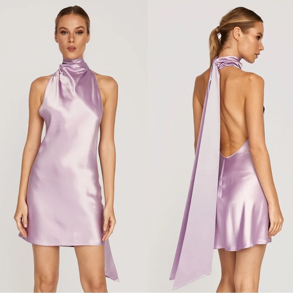 Sau Lee Penny Lavender Satin Mini Dress